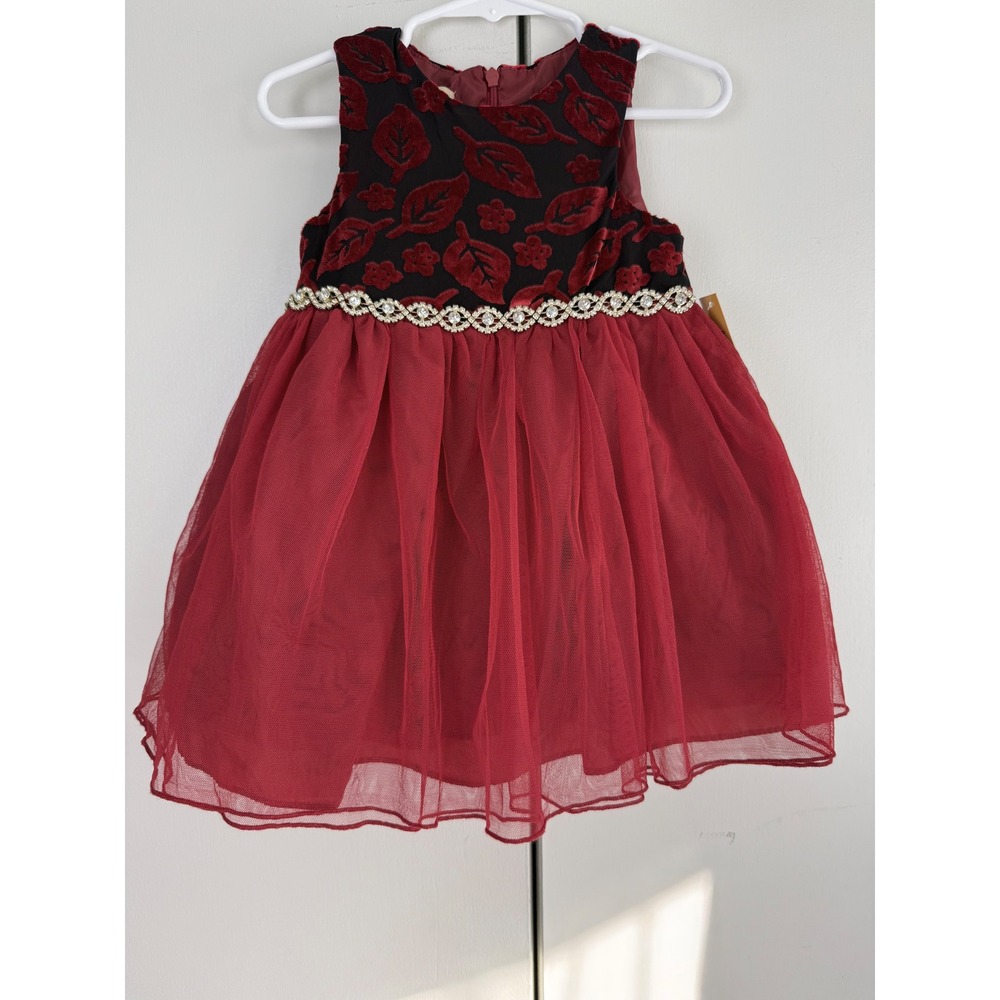 Purple Rose Toddler Girls Burgundy Velvet Tulle Formal Dress‎ GDI2310 24M NEW